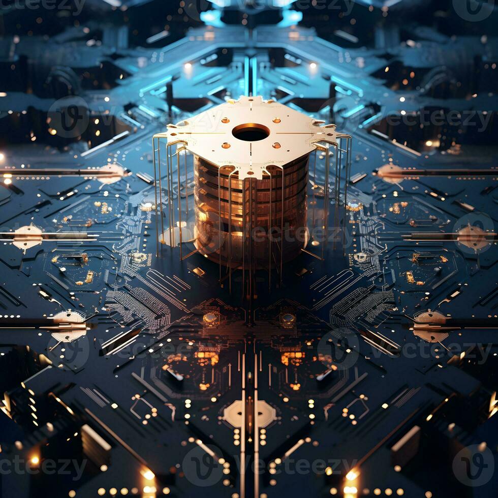 Data storage center. Quantum computing, database, cloud computing concept. photo