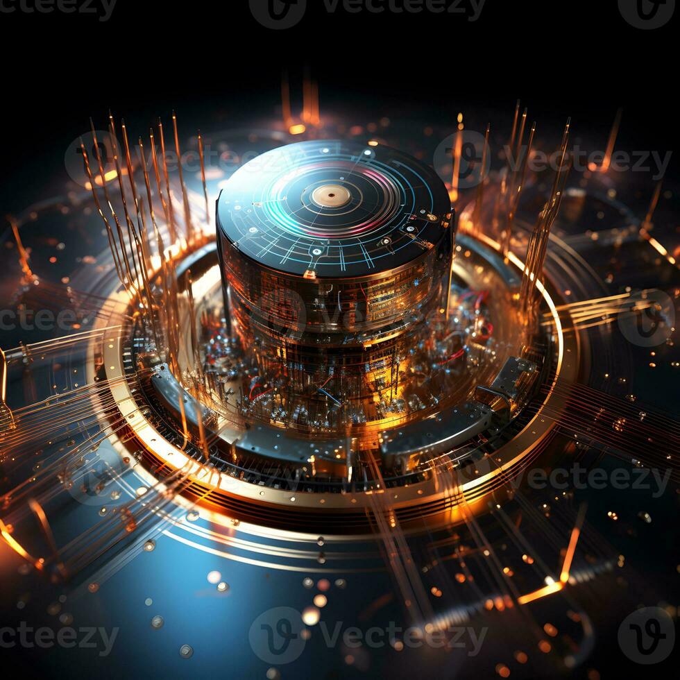 Data storage center. Quantum computing, database, cloud computing concept. photo