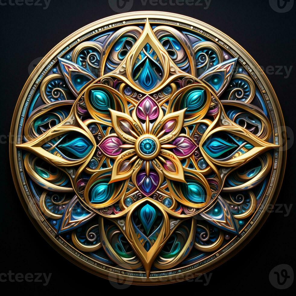 Fantasy Mandala Design Magical Spiritual Art Background AI Generative photo