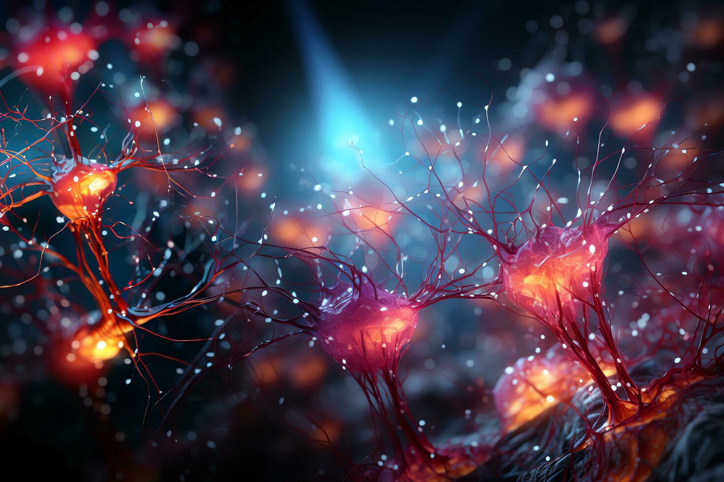 Nerve fibers. Brain. Science and medical illustration. Generate AI photo