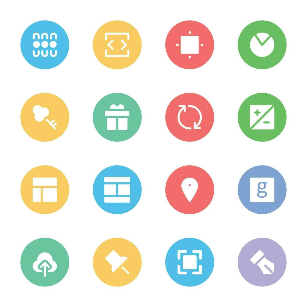 Collection of Web Design Tools Flat Circular Icons vector