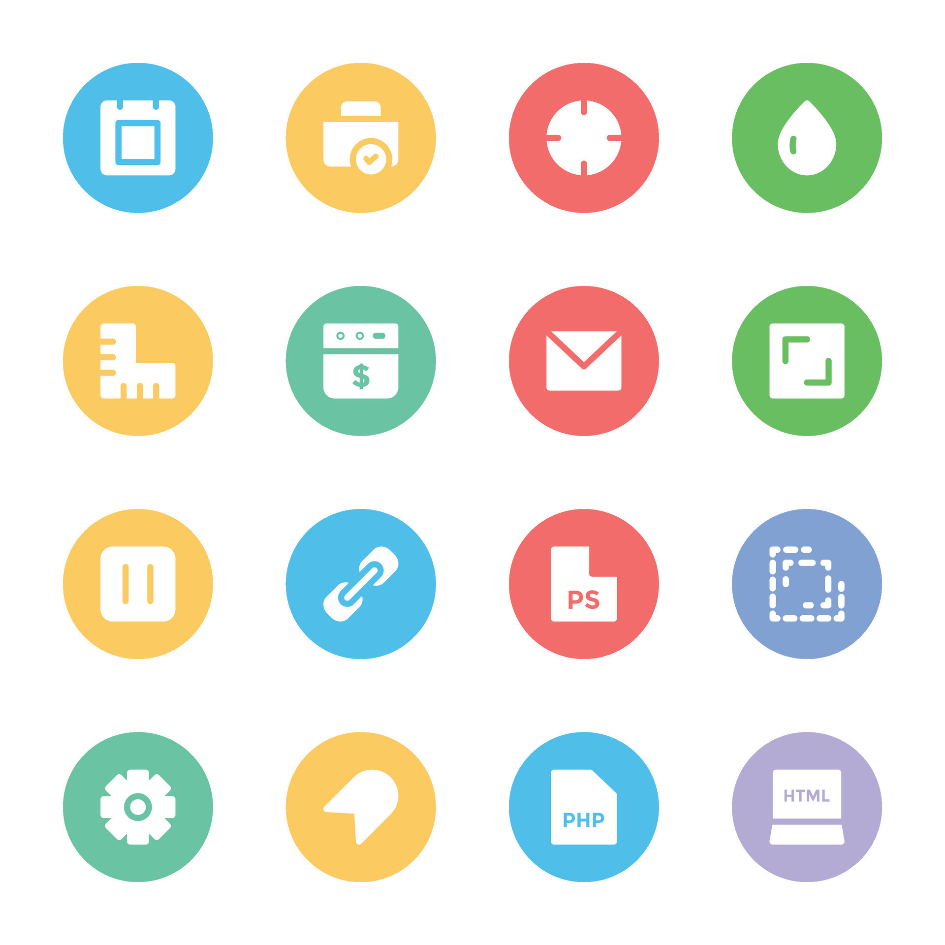 Programming and Design Tools Flat Circular Icons 29824090 Vector Art at ...