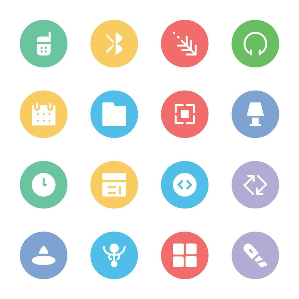 Design Tools and Multimedia Flat Circular Icons vector