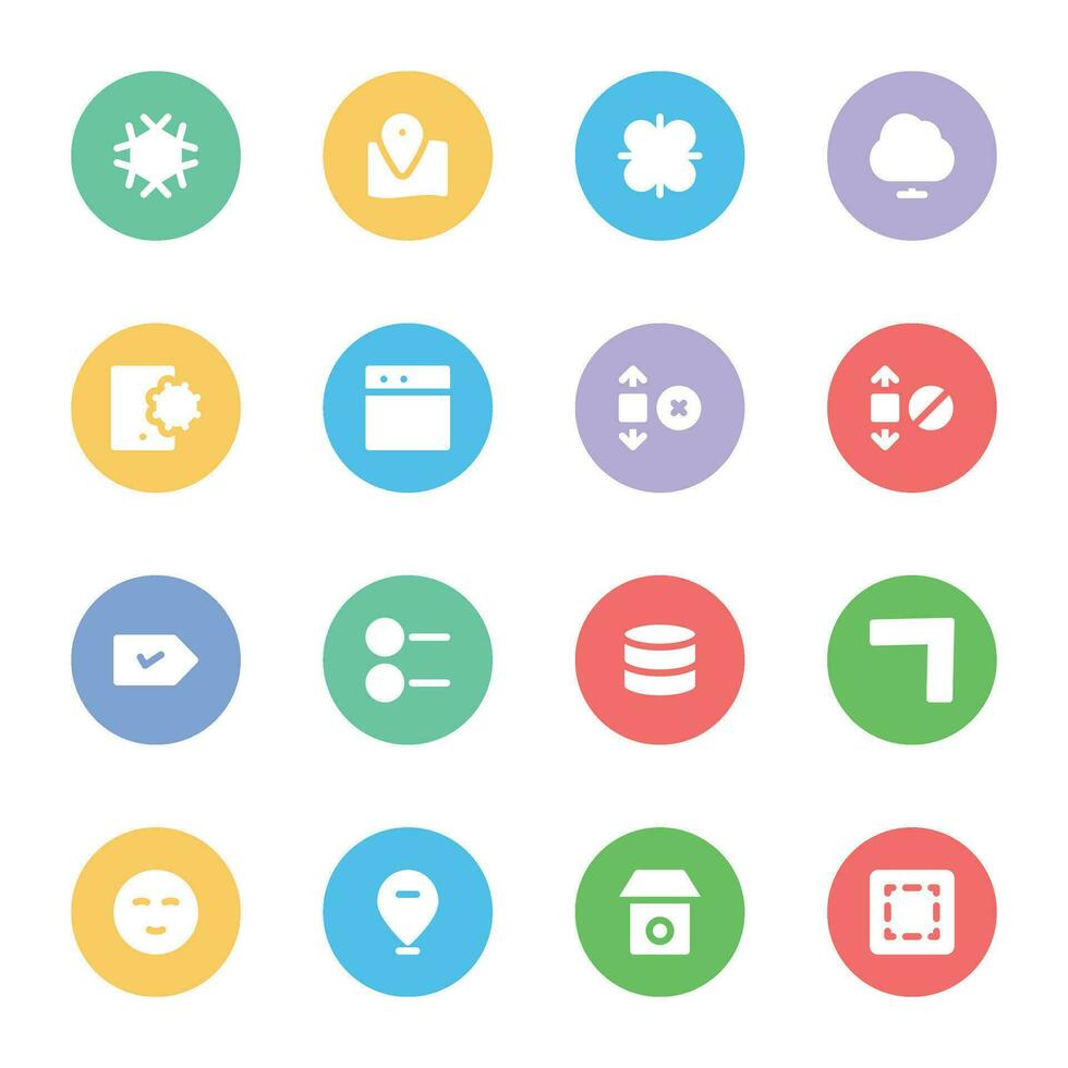 Pack of Web Elements Flat Circular Icons vector