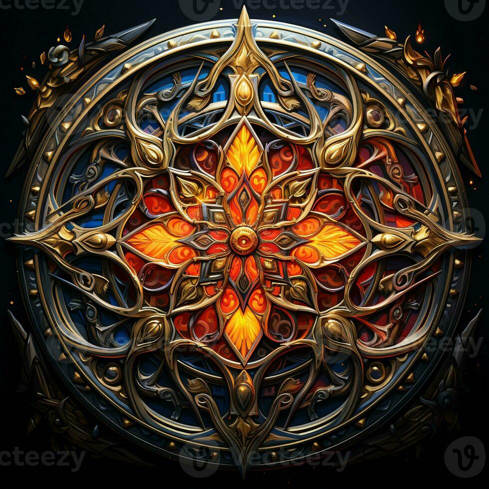 Fantasy Mandala Design Magical Spiritual Art Background AI Generative photo