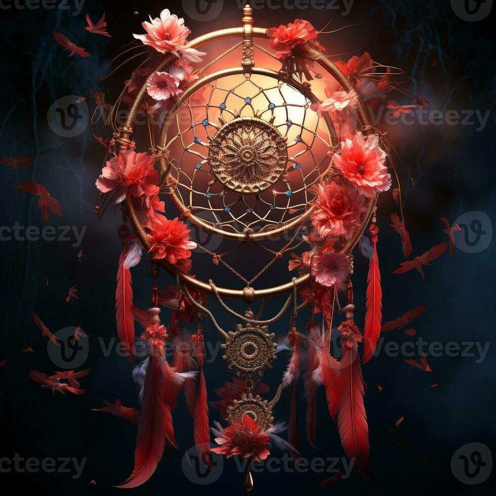 Fantasy Dreamcatcher Magical Spiritual Art Wallpaper AI Generative photo