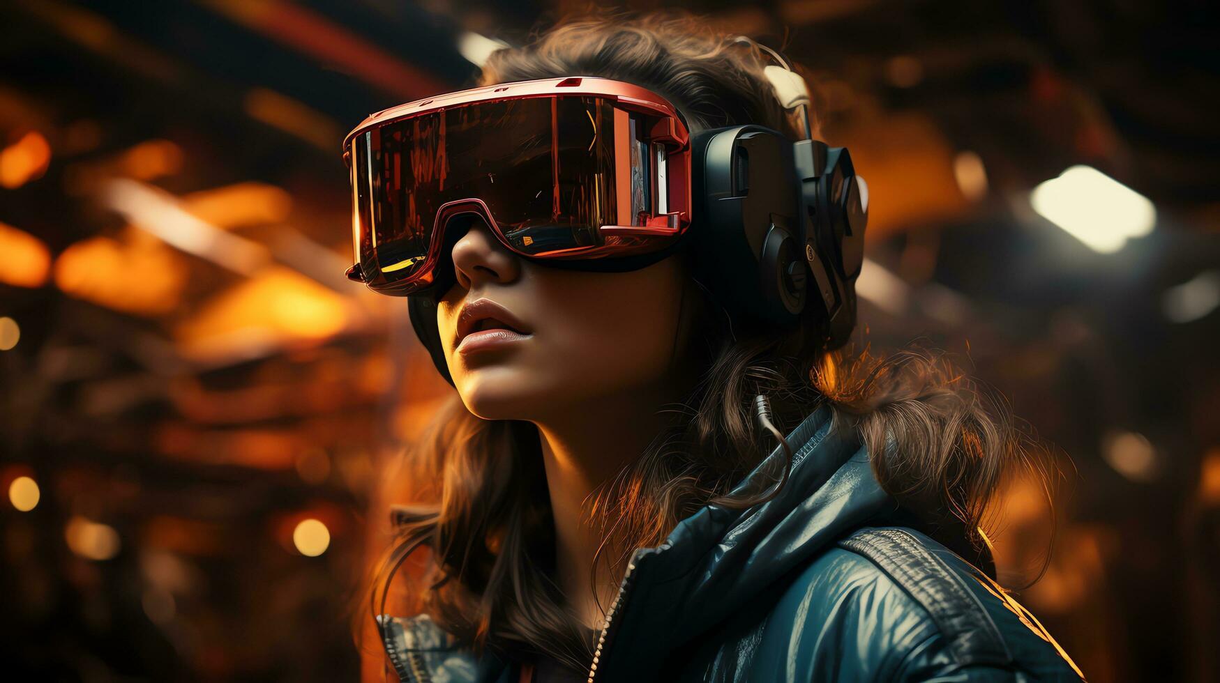 VR glasses technology changes working life in the future world. Generate AI photo