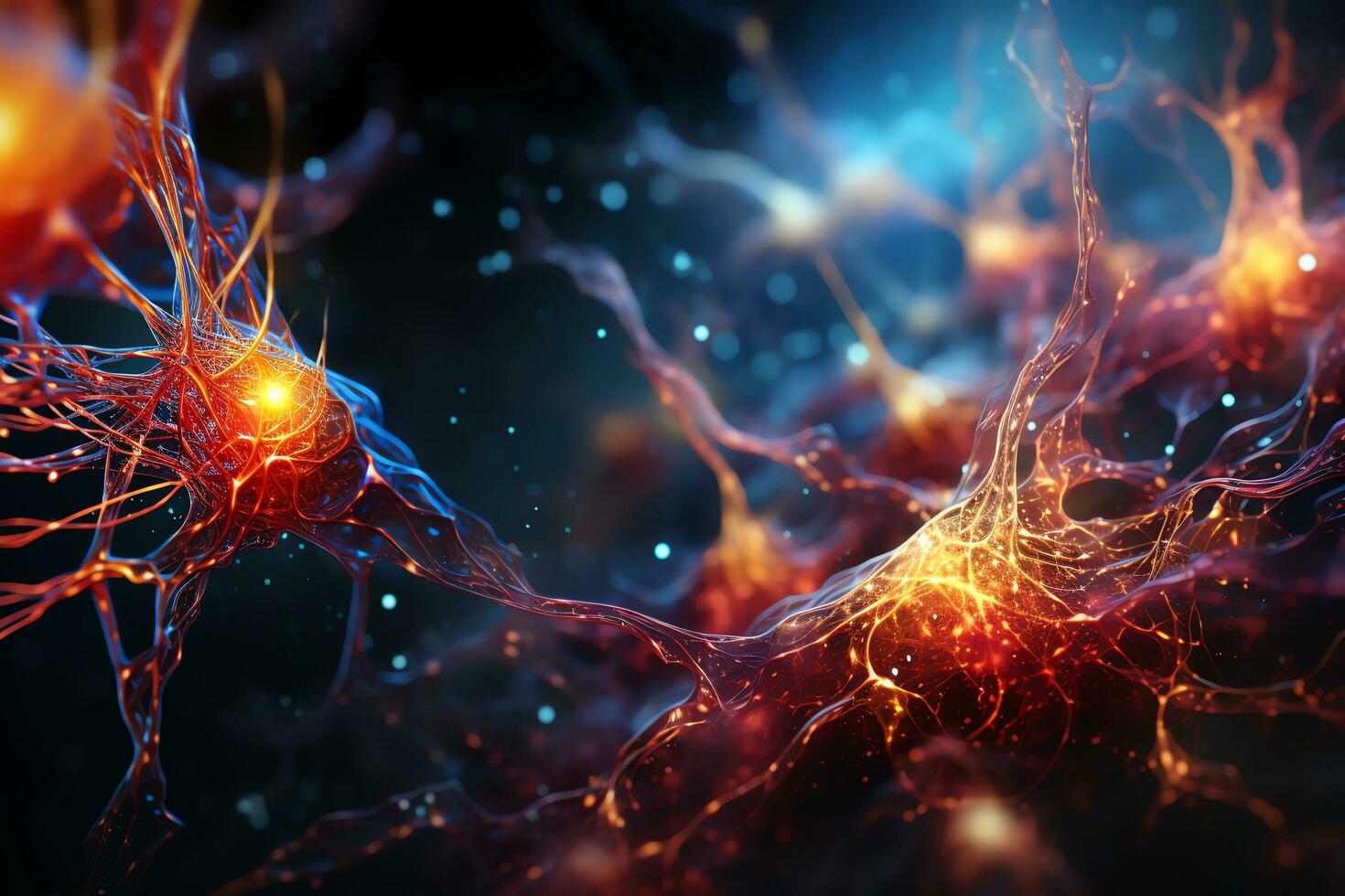 Nerve fibers. Brain. Science and medical illustration. Generate AI photo