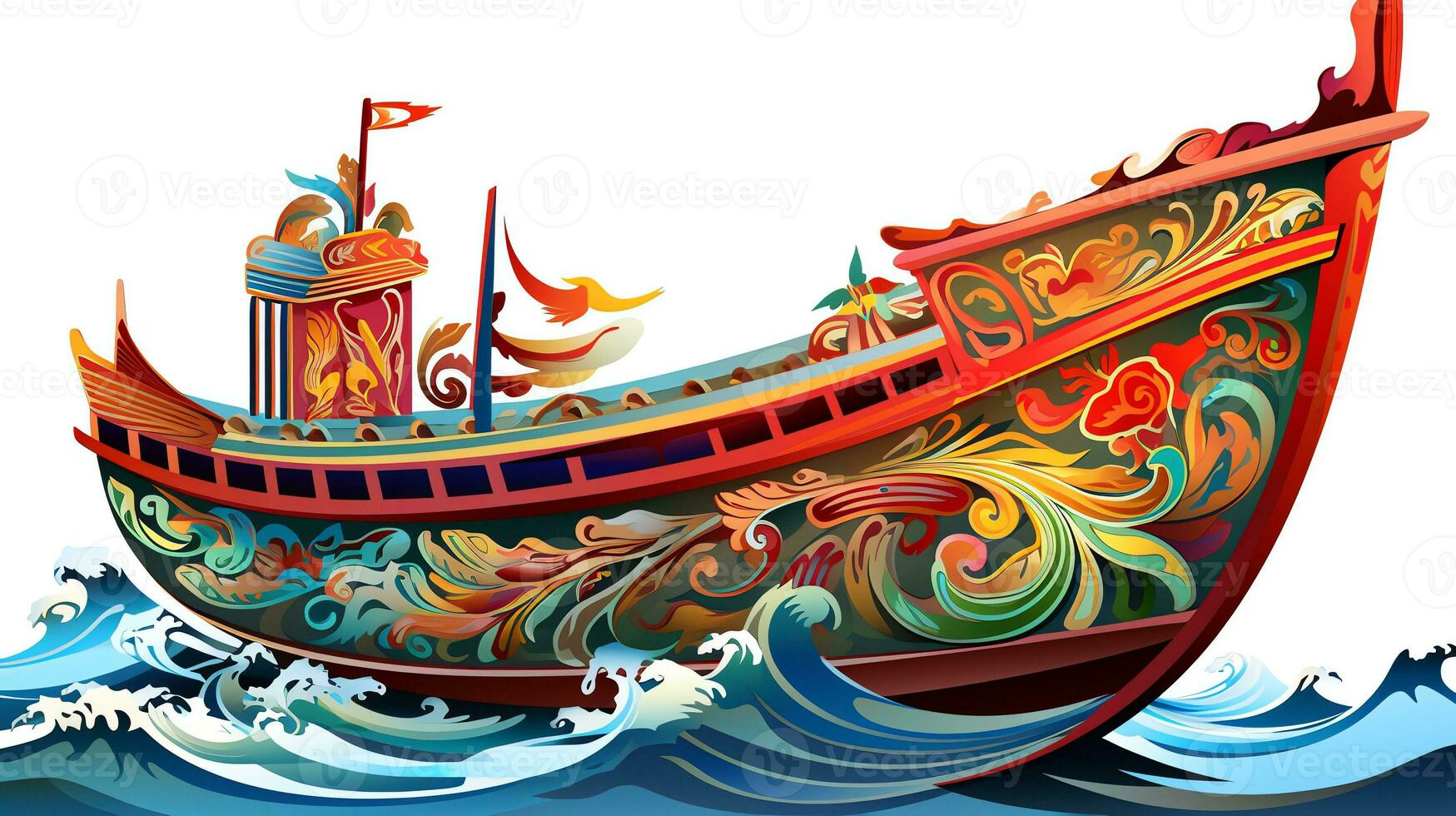 Traditional Thai boat on the beach Generate AI photo