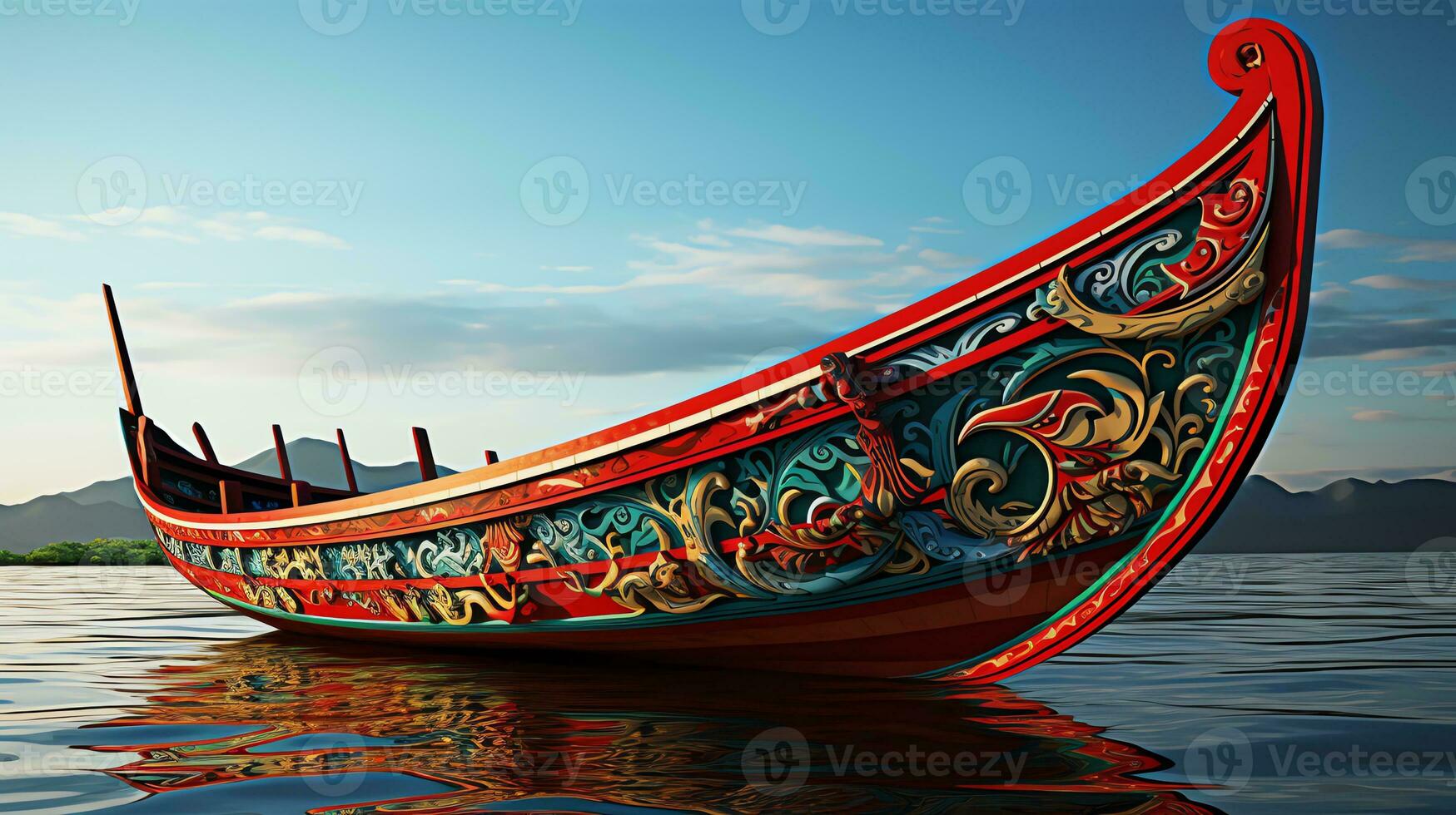 Traditional Thai boat on the beach Generate AI photo