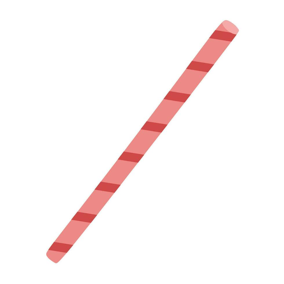 Drinking straw, flat striped illustration isolated on white. Cocktail straw picture for logo or sign. Hot drinks element for design, card, poster, perk decoration. vector