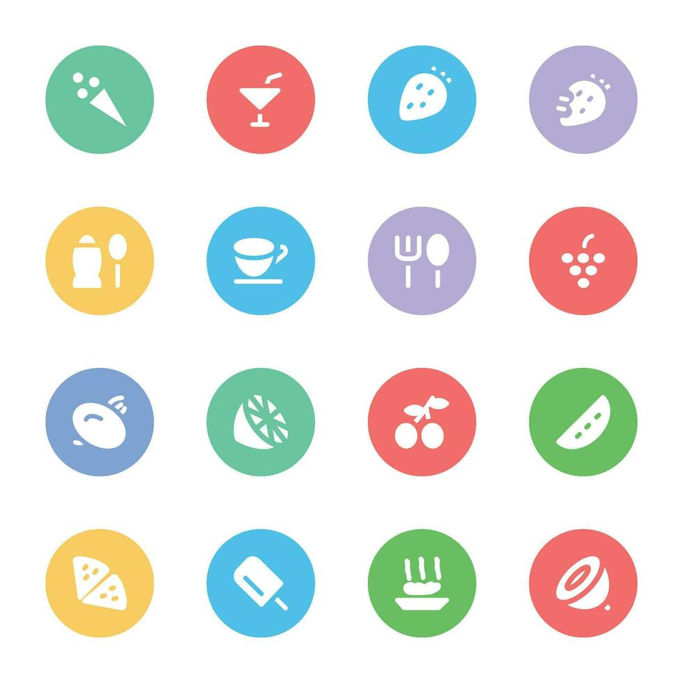 Pack of Foods Flat Circular Icons vector