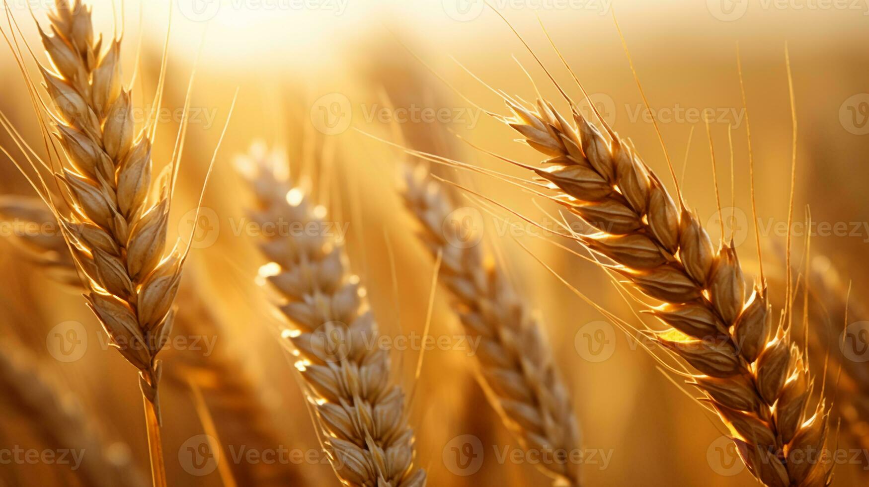 Macro photo of wheat seed background AI generative