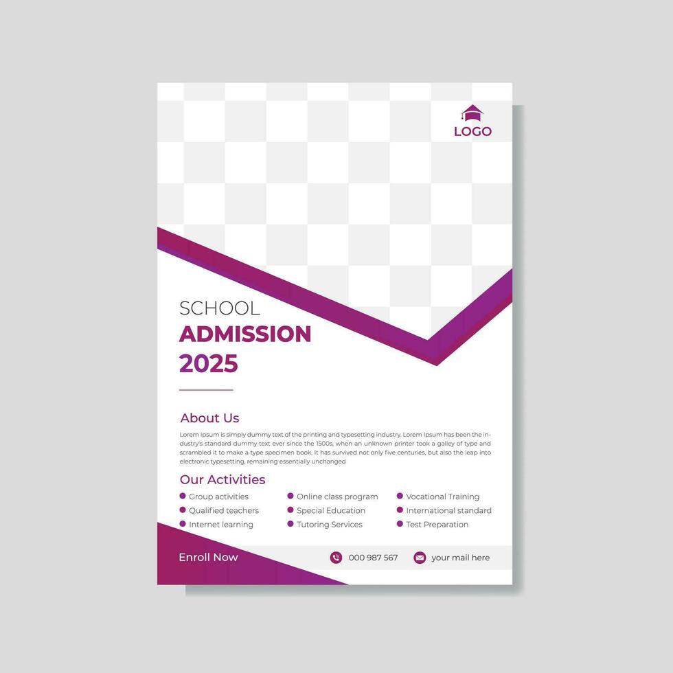 School admission geometric flyer design template vector