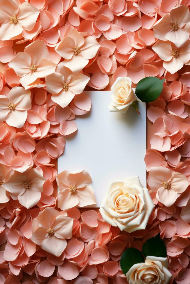 Empty gift card hidden inside flowers photo