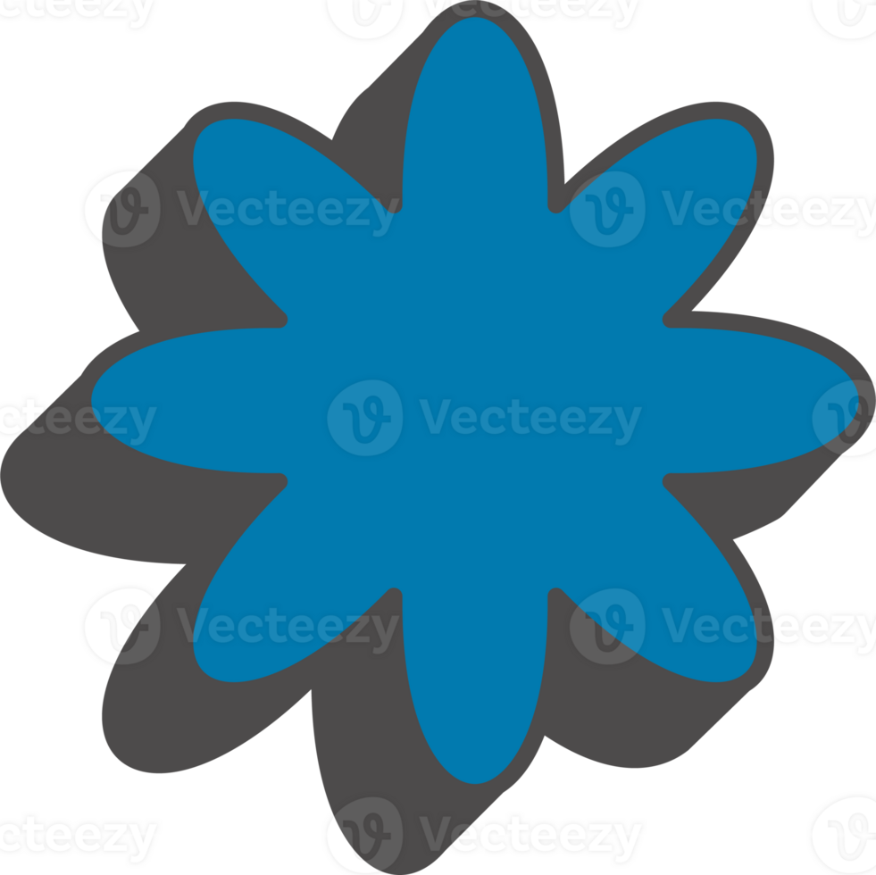 Abstract geometric element. Neobrutalism graphic shape. Minimal groovy Y2k retro sticker. Retro flower and star png