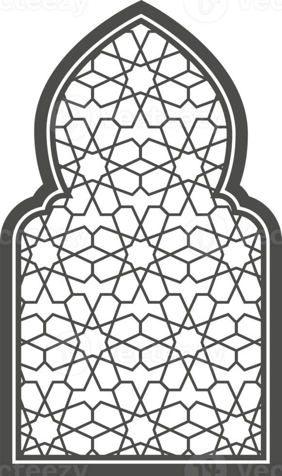 Ramadan window with pattern. Arabic frame of mosque door. Islamic design template. Oriental decoration with ornament. png