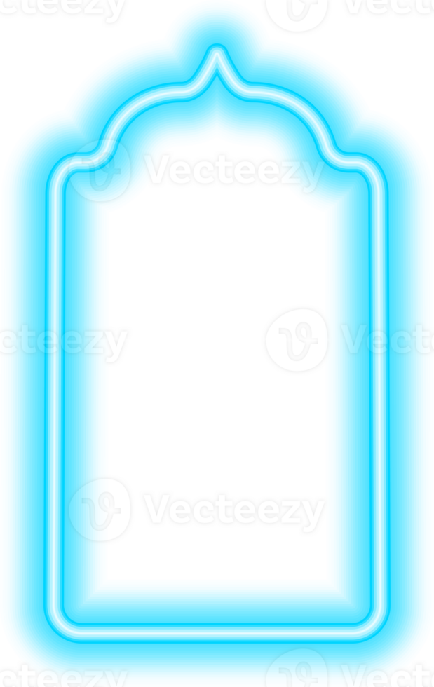 Ramadan islamic frame. Neon arch shape. Muslim door and window. Arabian bright template. png