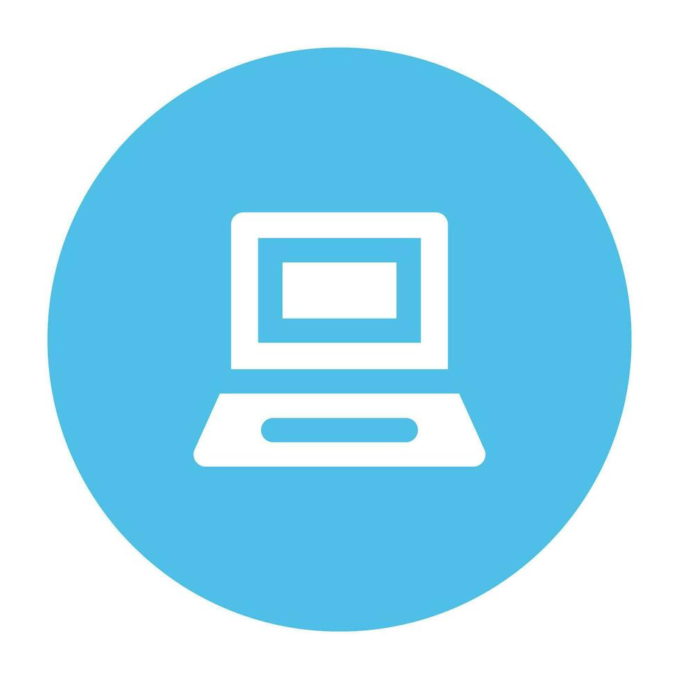 Portable device, colored circular icon of laptop vector