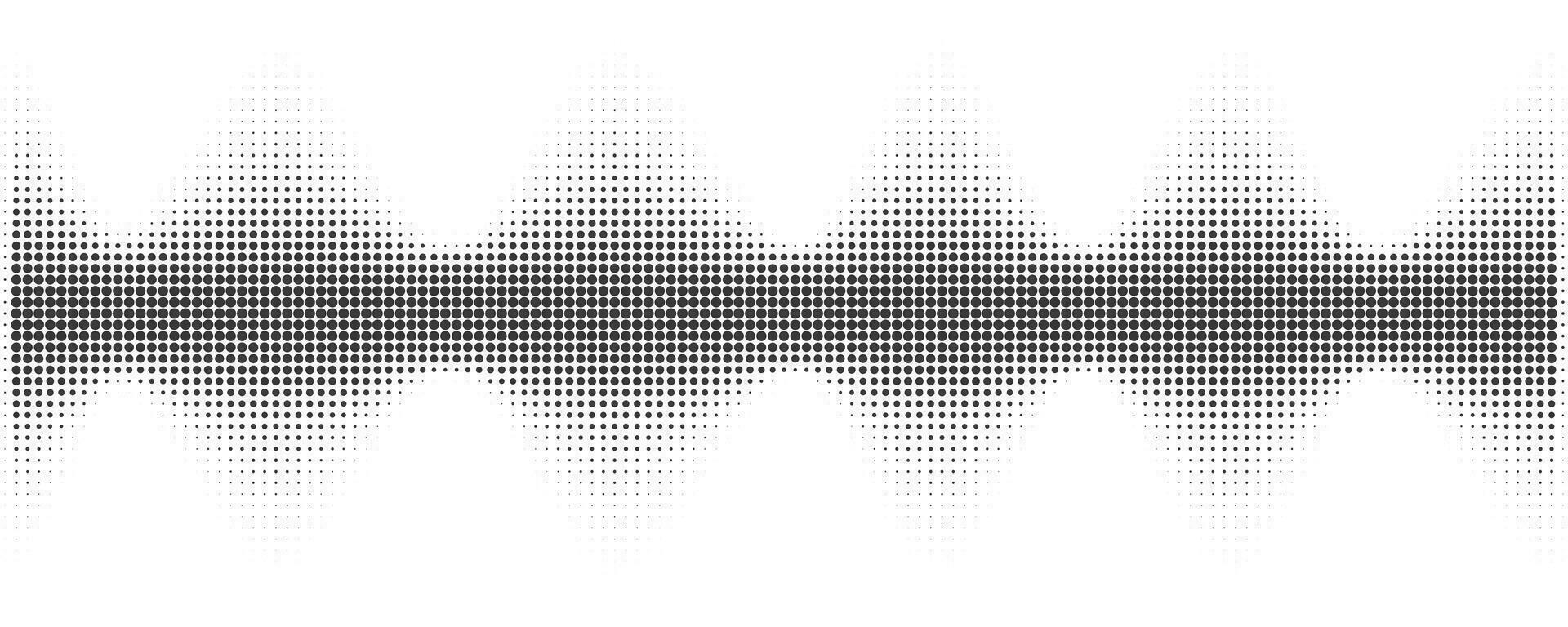 Dotted wave. Halftone vector pattern. Abstract music sound. Wavy audio shape equalizer. Dynamic beat gradation.