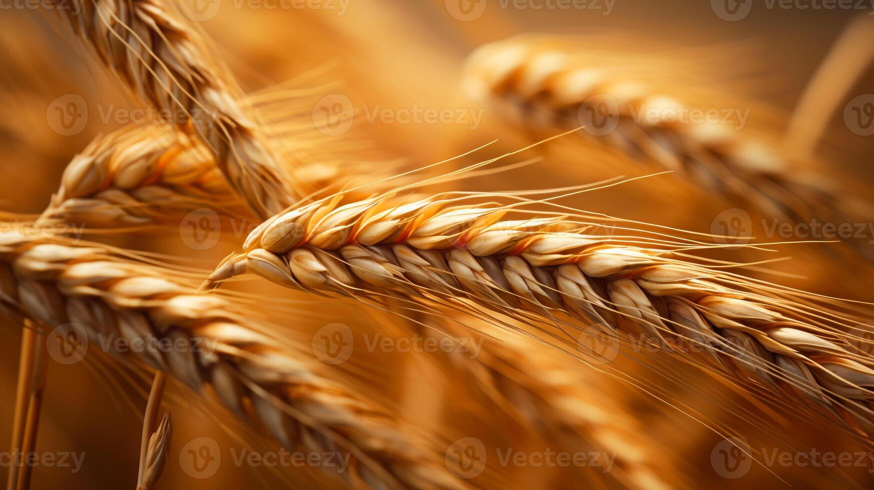 Macro photo of wheat seed background AI generative