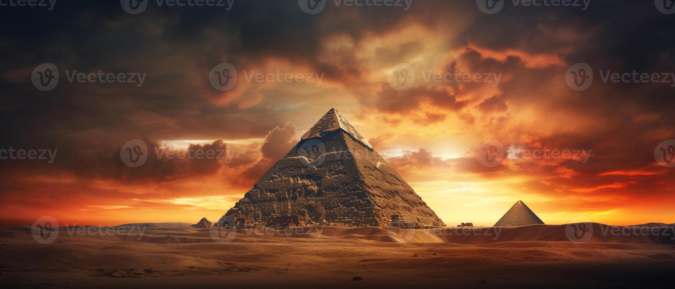 Photo landscape of Pyramid at sunset AI generative