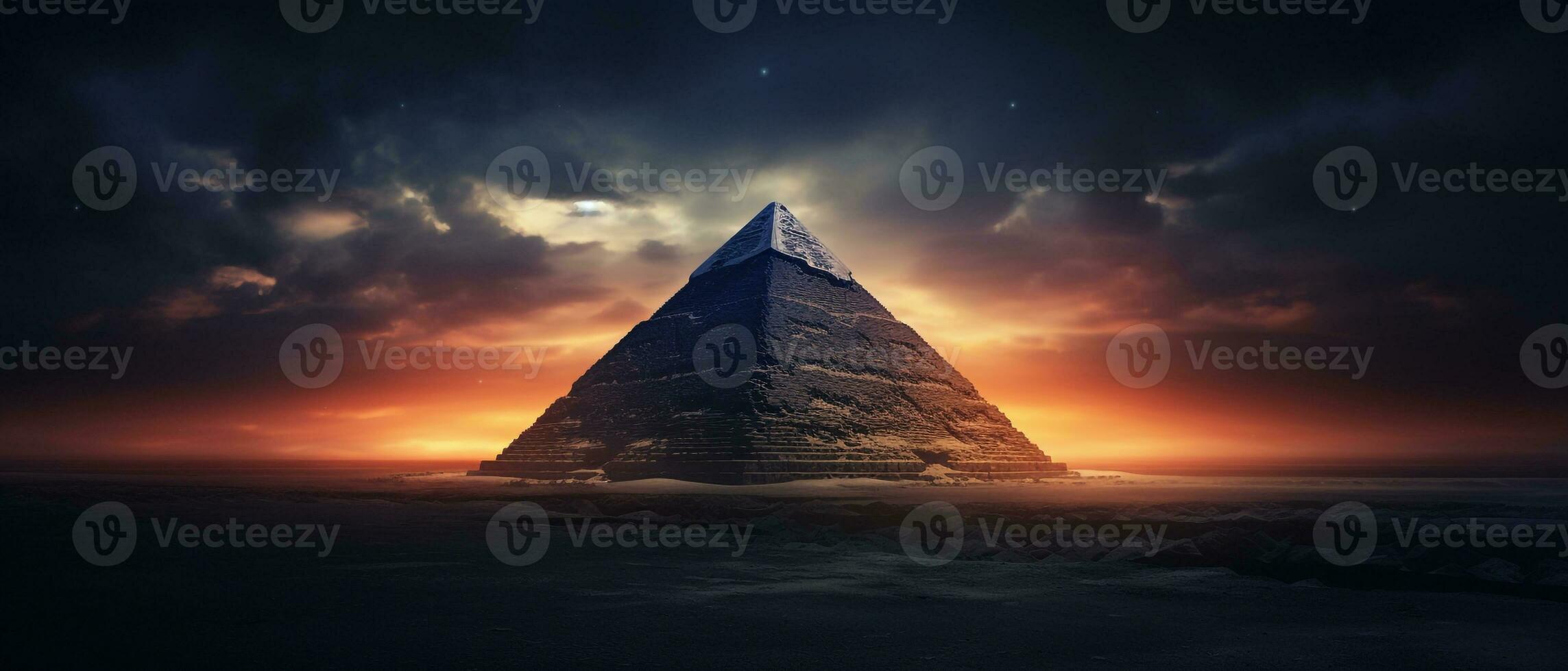 Photo landscape of Pyramid at sunset AI generative