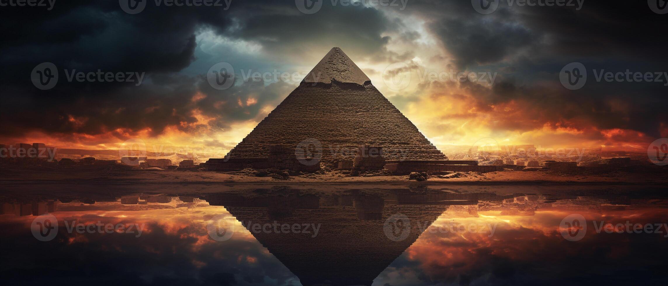 Photo landscape of Pyramid at sunset AI generative