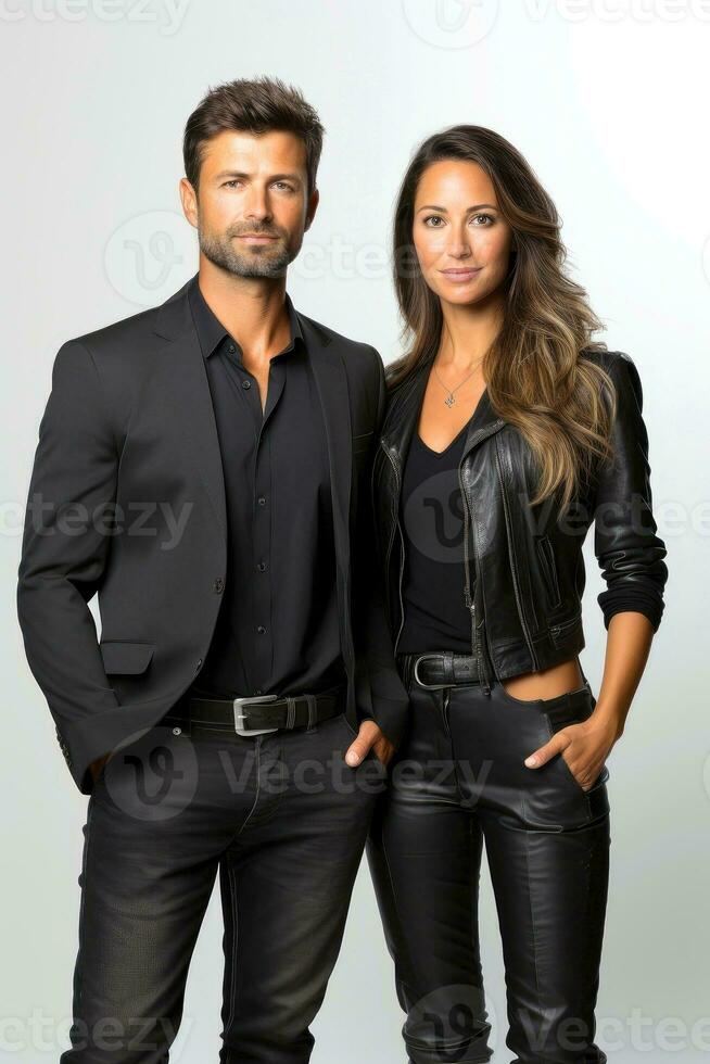 Successful young business partners in formal clothes posing and looking at camera, Generative AI illustration photo