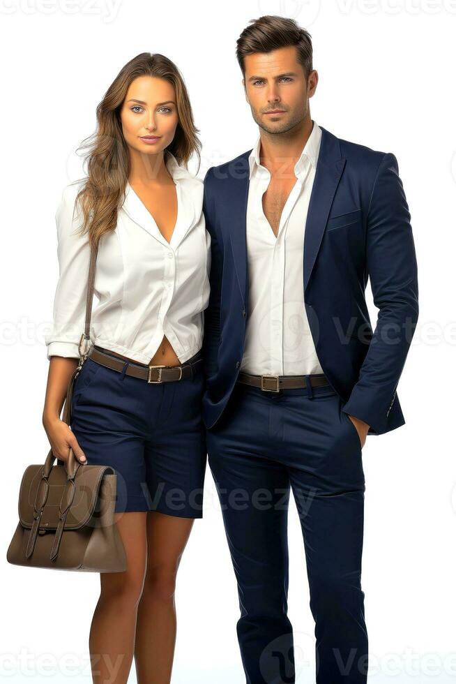 Successful young business partners in formal clothes posing and looking at camera, Generative AI illustration photo