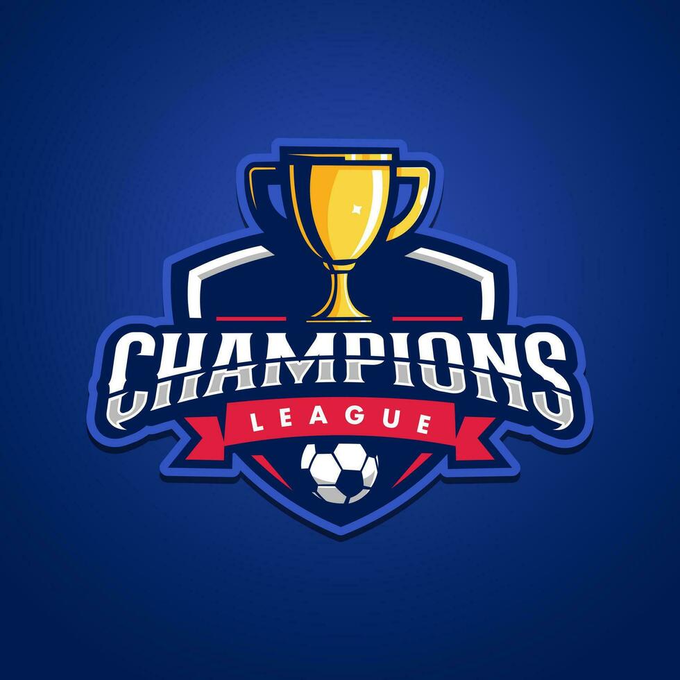 Champions league with trophy for soccer vector