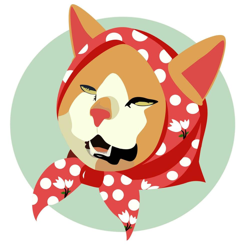 vector illustration graphic of Babushkat - Cat wearing Babushka