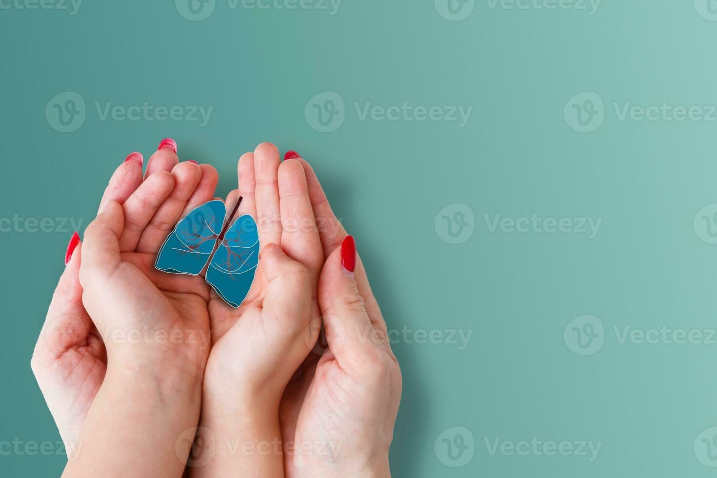 Adult and child hands holding lung, world tuberculosis day, world no tobacco day, lung cancer, coronavirus covid-19, Pulmonary hypertension, Pneumonia, copd, eco air pollution,organ donation concept photo
