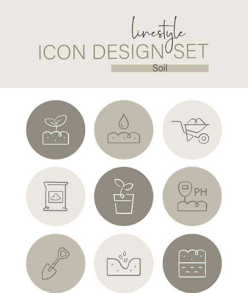 Linestyle Icon Design Set Soil vector