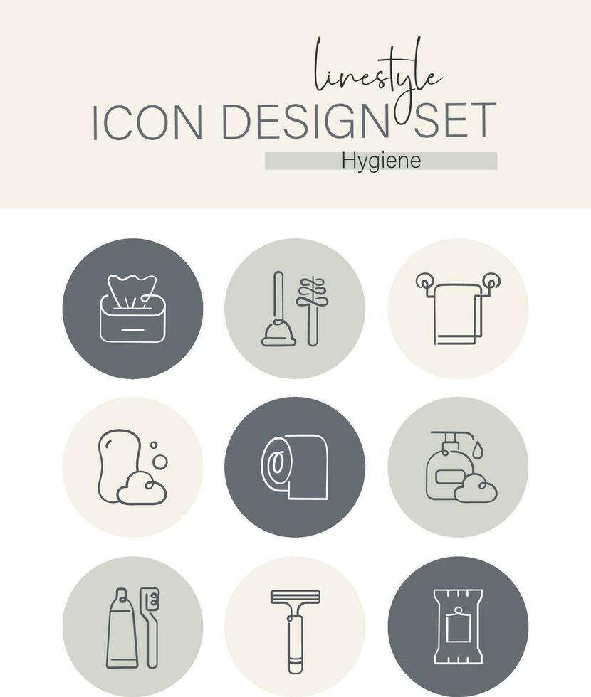 estilo de línea icono diseño conjunto higiene vector