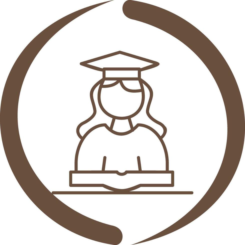 icono de vector de estudiante femenino único
