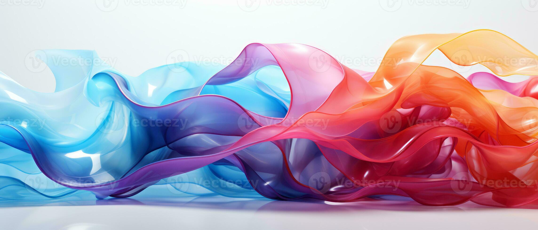 Digital abstract background of multicolored wavy silk or satin. AI Generated. photo