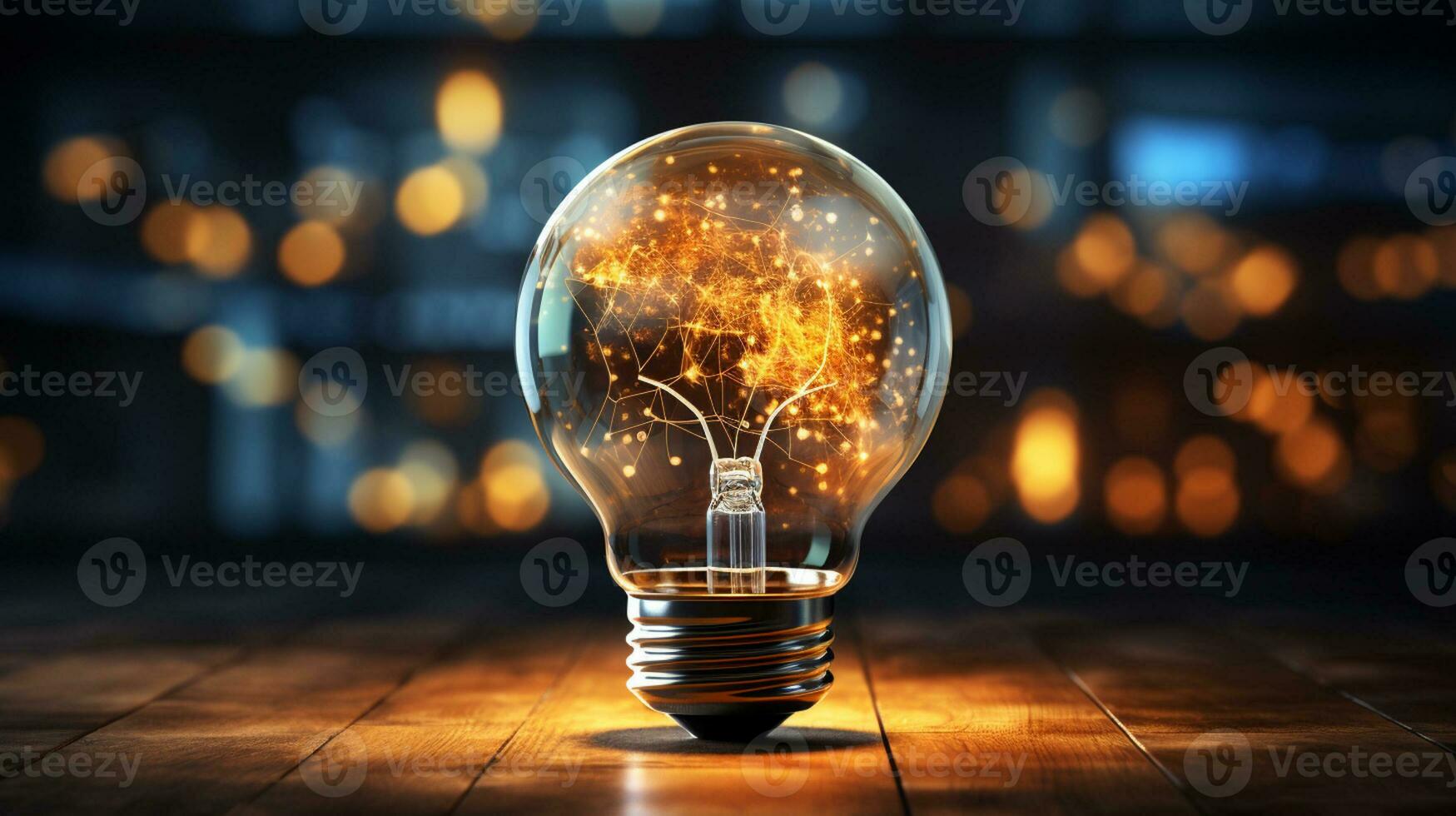 glowing filament ignites ideas for innovative solutions Generative AI photo