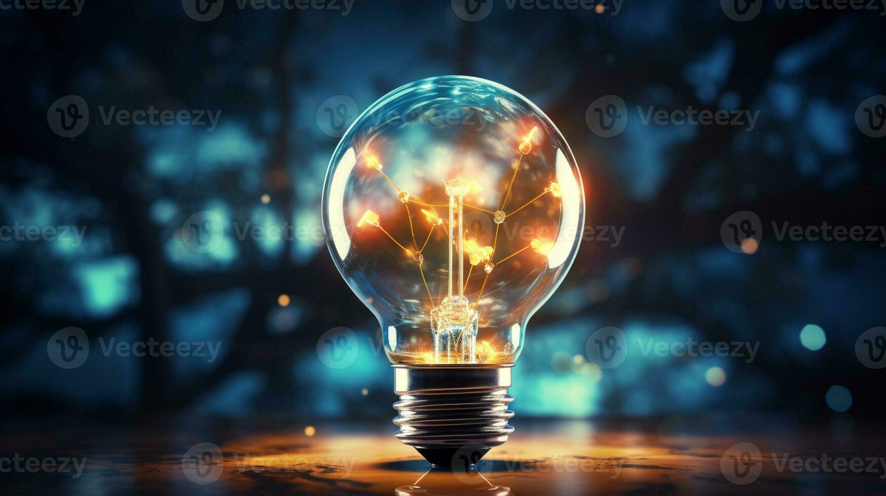 glowing filament ignites ideas for innovative solutions Generative AI photo