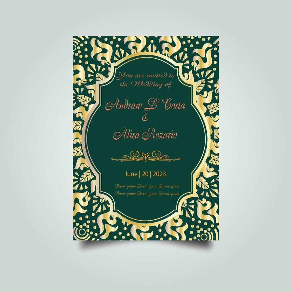 Luxury wedding invitation card design set. Luxury vintage golden vector invitation card template