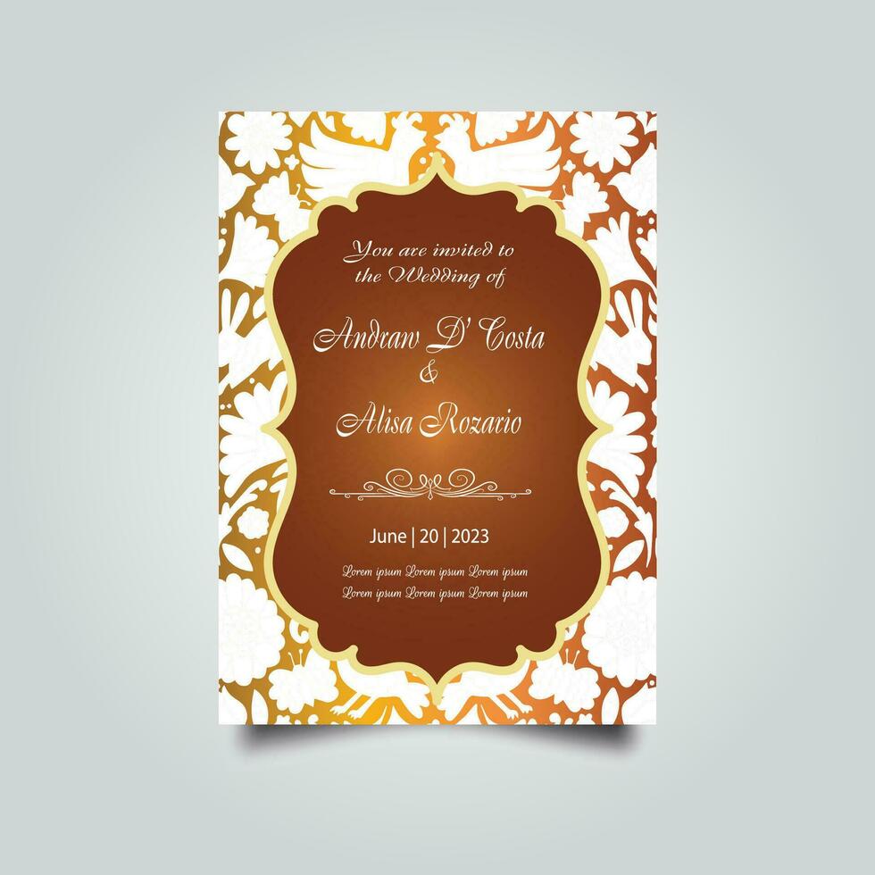 Luxury wedding invitation card design set. Luxury vintage golden vector invitation card template