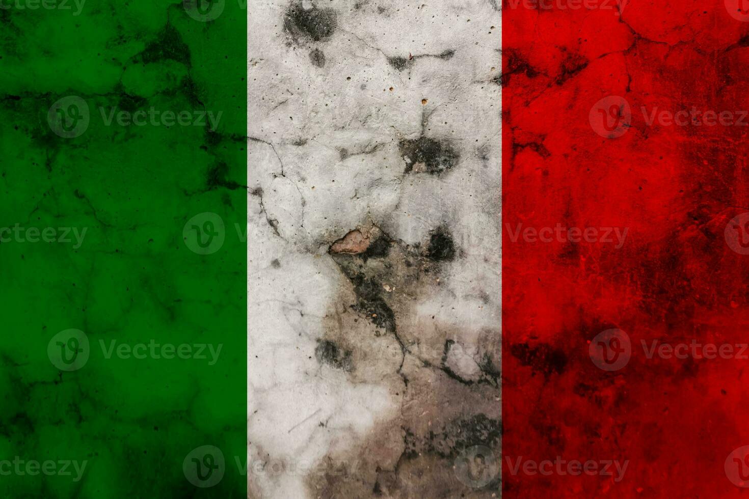 Italy flag on old wall. Patriotic grunge background. National flag of Italy photo