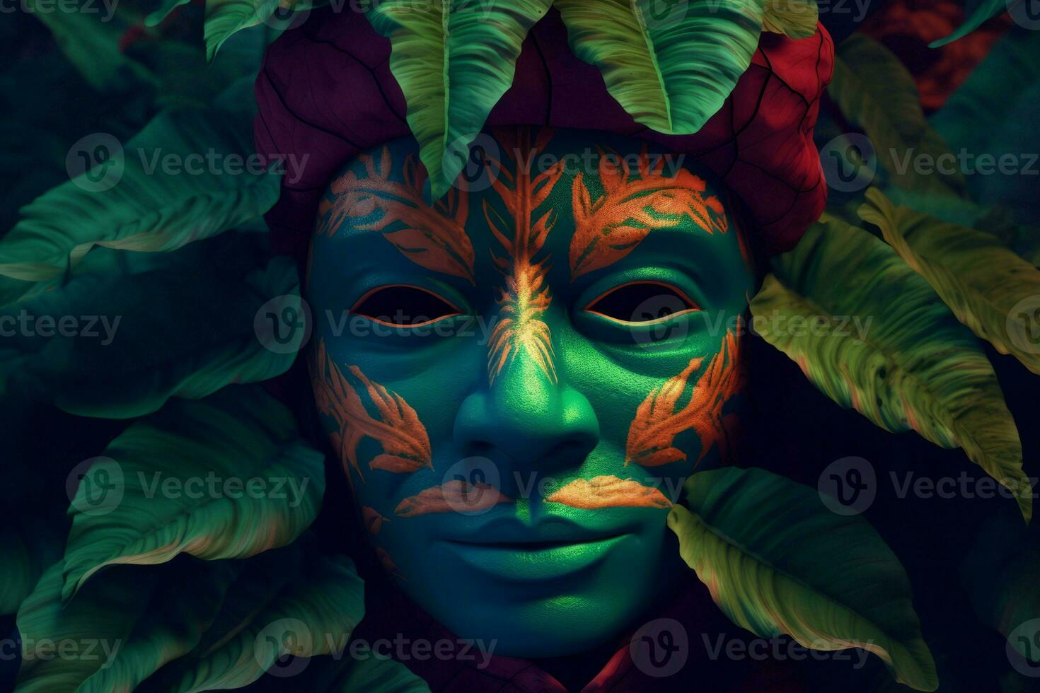 Painted mask plants. Generate Ai photo