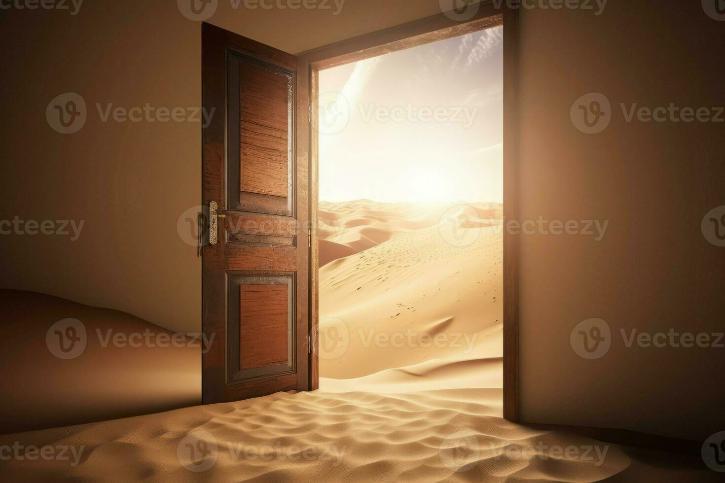 Open door desert. Generate Ai photo