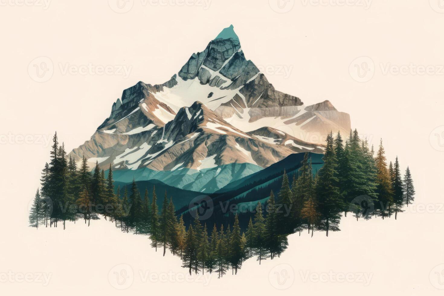 Mountain pine tree. Generate Ai photo