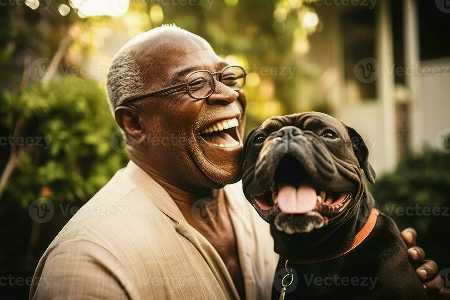 Man dog friends. Generate Ai photo