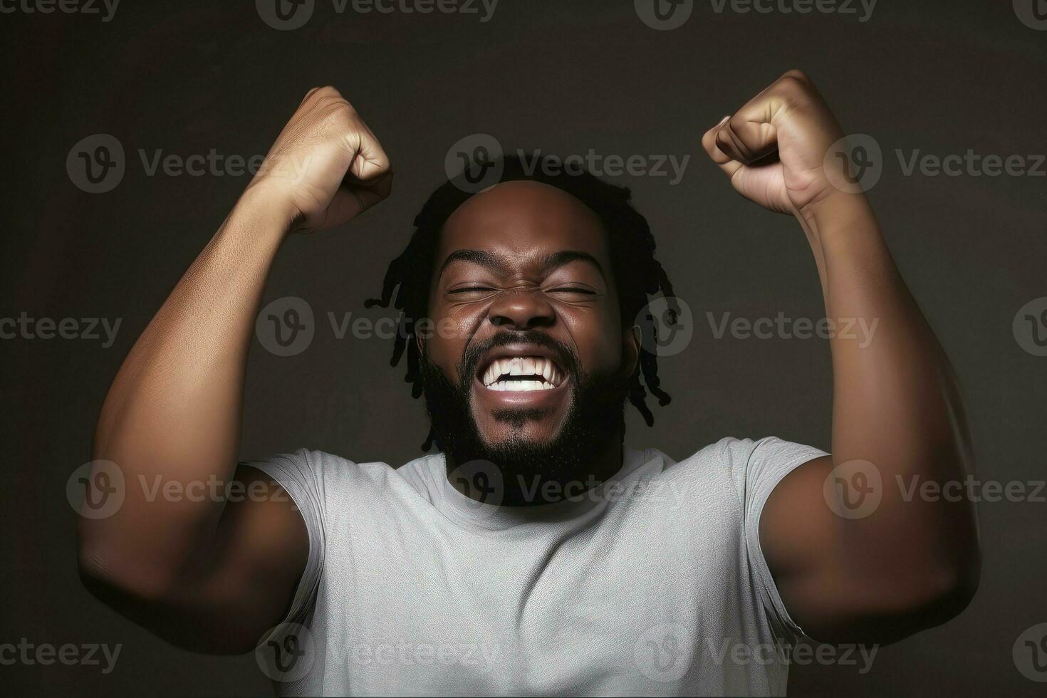 African man celebrating success. Generate Ai photo