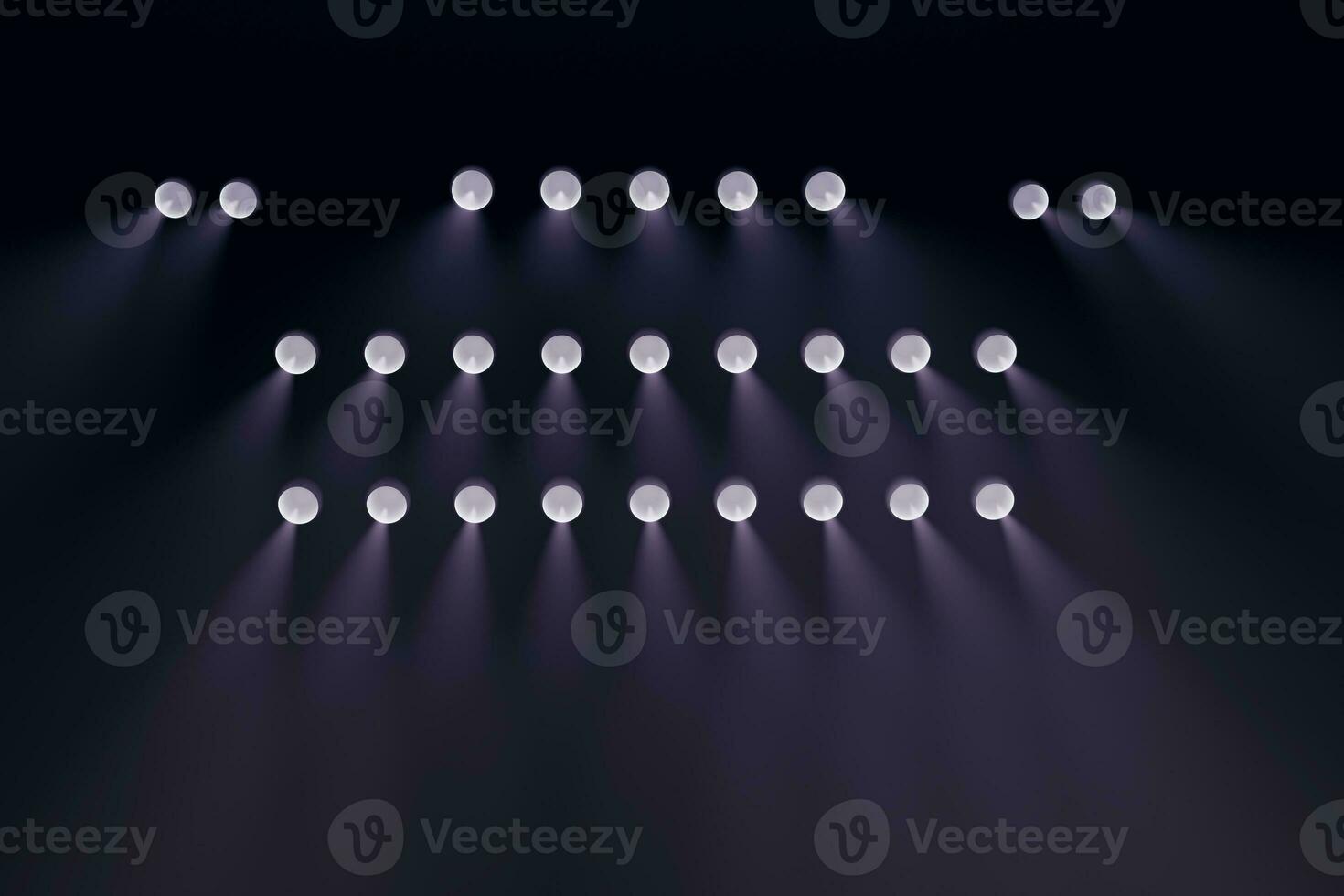 Scene Stage lighting with spotlights neon color reflection and smoke celebration concert entertainment dark background 3d illustration render rendering photo