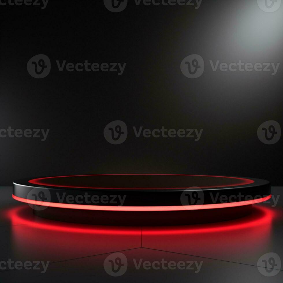 3d rendered red technology podium empty stage ai generative photo