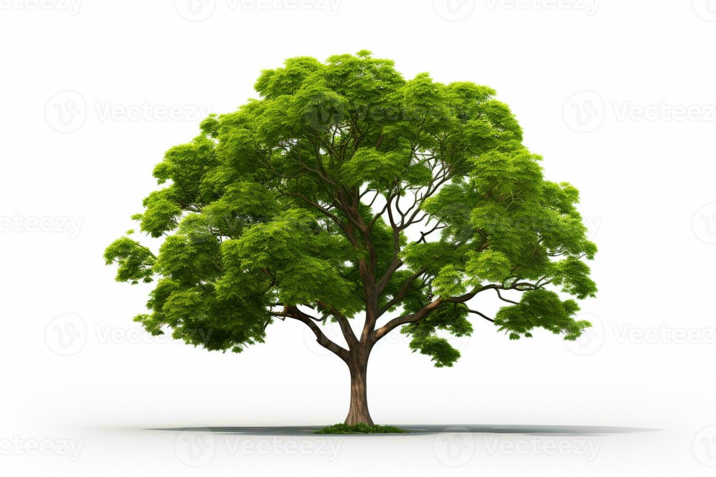 verde árbol en aislado blanco antecedentes ai generativo foto
